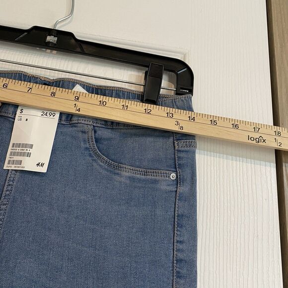 Divided H&M jeggings womens blue sz 8 bodycon stretch elastic waist - Picture 8 of 10